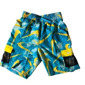 Nike Kids Dynamic Blue and Yellow Swim Shorts - Trunks